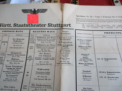 Propaganda NSDAP Stuttgart 1942 Württembergisches Staatstheater Programm