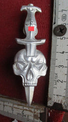 SS Dolch Totenkopf Miniatur Sammlerkreation an 2 Stiften aus Zink