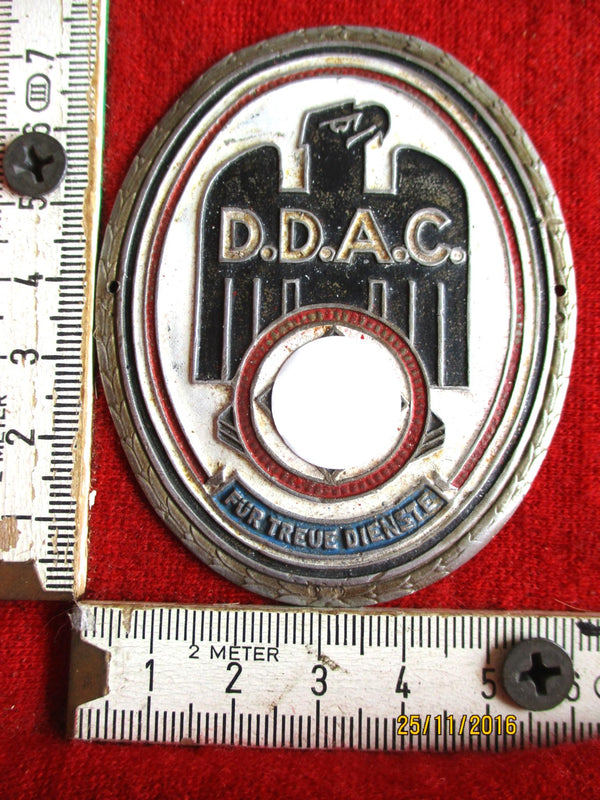 DDAC Plakette für treue Dienste mit HK 3-farbig Der Deutsche Automobil Club Kühlerplakette FÜR TREUE DIENSTE