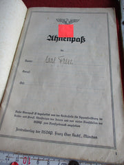 Ahnenpaß Deutsches Reich SS ?? Ahnen Arier Carl Frees ausgefüllt mit HK aus einem alten Händlerbestand
