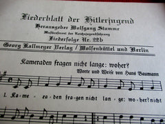 HJ Liederblatt der Hitlerjugend Noten und Text Kameraden fragen nicht lange woher aus einem alten Händlerbestand