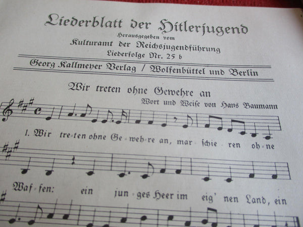 HJ Liederblatt der Hitlerjugend Noten und Text 25 b aus einem alten Händlerbestand