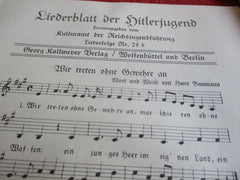 HJ Liederblatt der Hitlerjugend Noten und Text  aus einem alten Händlerbestand