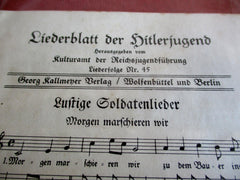 HJ Liederblatt der Hitlerjugend Noten und Text aus einem alten Händlerbestand