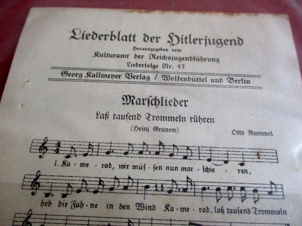 HJ Liederblatt der Hitlerjugend Noten und Text aus einem alten Händlerbestand
