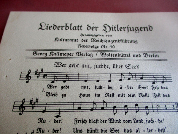 HJ Liederblatt der Hitlerjugend Noten und Text aus einem alten Händlerbestand