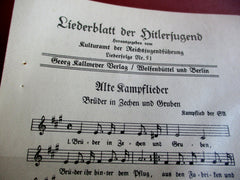 HJ Liederblatt der Hitlerjugend Noten und Text