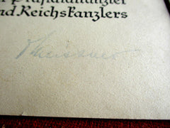 Urkunde blanko mit Unterschrift Deutsche Schutzwall Ehrenzeichen Reichskanzlei aus einem alten Händlerbestand