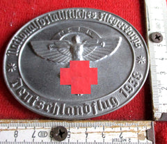 NSFK nationalsozialistisches Fliegerkorps Deutschlandflug 1938 mit HK ovale Plakette RS Inschrift: