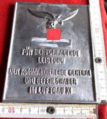 Ehrenschild / Ehrenplakette Luftwaffe Preis Plakette Für hervorragende Leistung der kommandierende General u. Befehlshaber Luftgau XI