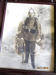 Uniform Miliär Oldenburg großes Foto Reservistika Andenken Soldat im Holzrahmen 52x42cm Königreich Hannover 1.WK