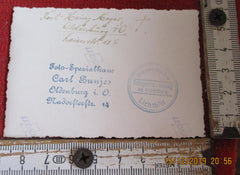 SS Foto in Uniform Oldenburg i.O. Rückseite beschrieben mit Stempel