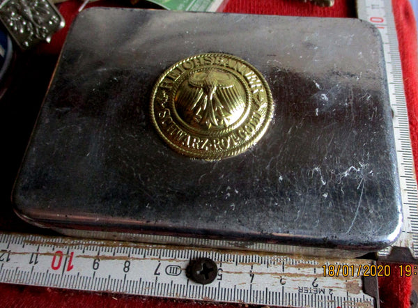 Marine Freikorps Reichbanner Schwarz Rot Gold Tabakdose Graben-Arbeit Reservisten Maße ca 11x8x3 cm aus einem alten Händlerbestand