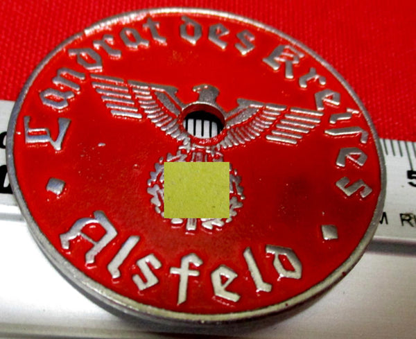 Alsfeld Hessen mit HK 3.Reich Steuermarke KFZ Kennzeichen Plakette Durchmesser ca 35mm