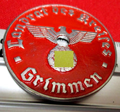 Grimmen Pommern mit HK 3.Reich Steuermarke KFZ Kennzeichen Plakette Durchmesser ca 35mm