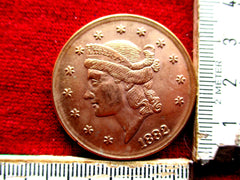 Autobahn Gold 1x 1882 CORONET HEAD Twenty Dollars 20 Dollar 24,5 gr $ USA Liberty Head Durchmesser ca 35 mm