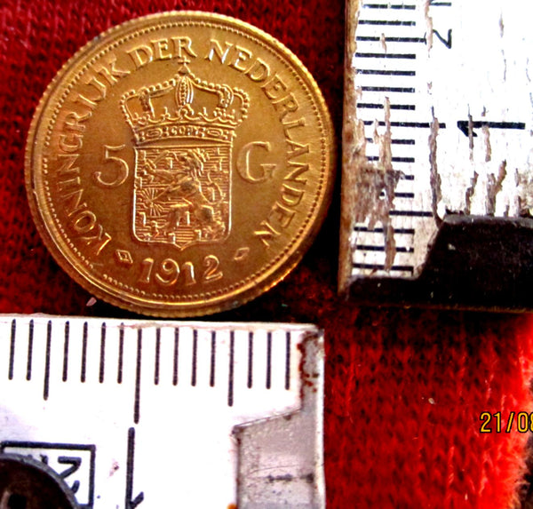 Autobahngold 5 Gulden Gold 1912 Niederlande Wilhelmina I. 1890-1948 aus Erbschaft / Haushaltsauflösung