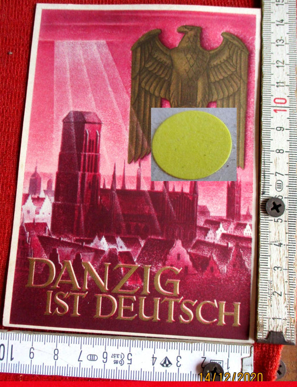 DANZIG IST DEUTSCH Propaganda AK mit HK ungelaufen Kriegs WHW