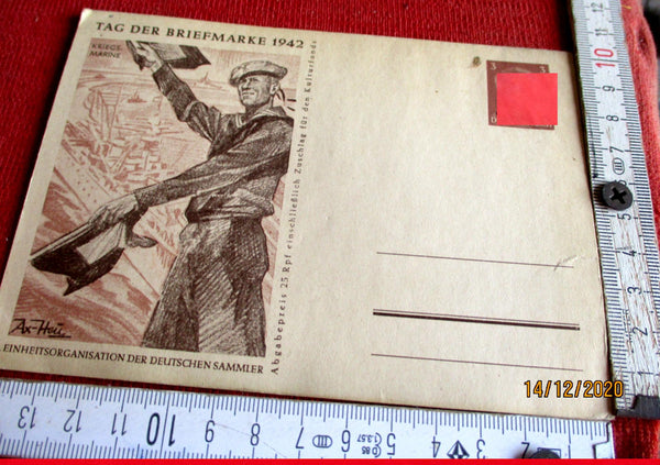 Kriegsmarine Signalgast Marine 1942 Tag der Briefmarke Propaganda AK ungelaufen Postkarte