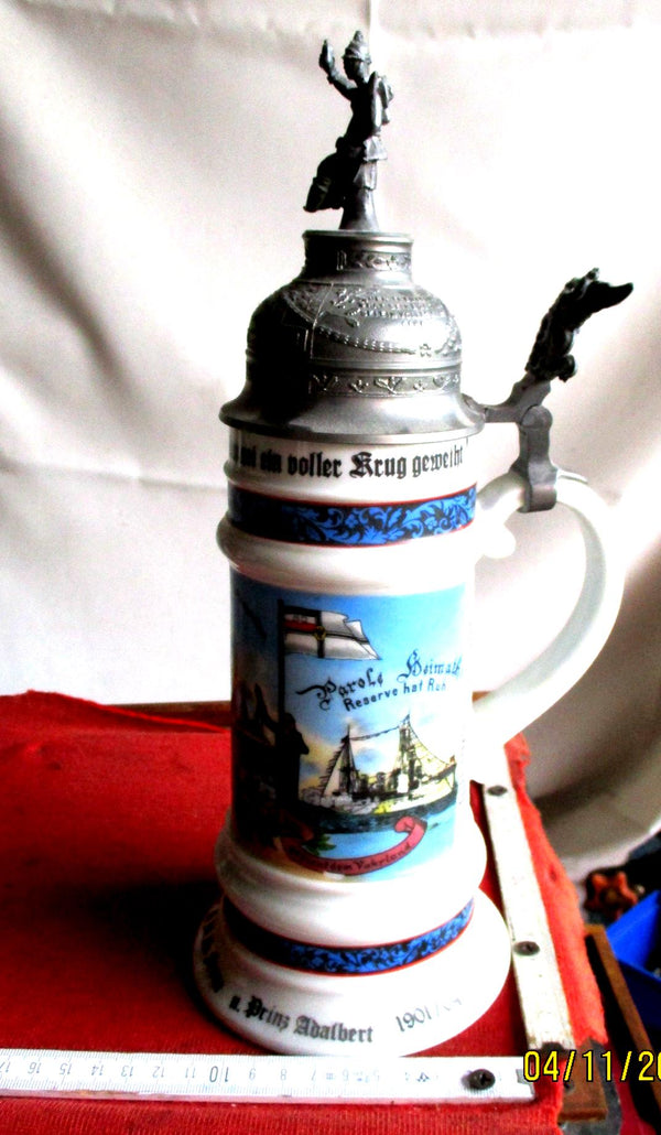 alter Reservistenkrug Kolonien Marine Kiel SMS Freya u. Prinz Adalbert 1901/04 Erinnerung an meine Dienstzeit 2.Comp. 1.Werft Div. Kiel u.a. Bord