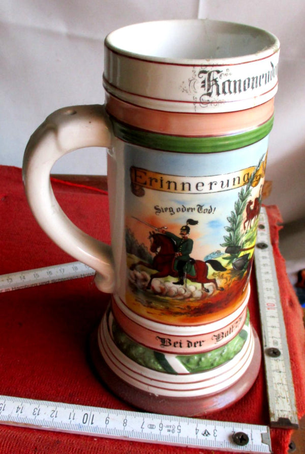 alter Reservistenkrug Bodenbild Sachsen Leipzig 1905/08 Artillerie Batt. 7 FeldArt-Regiment No 77 Leipzig 1905/08 Kanonendonner ist unser Gruß