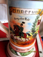 alter Reservistenkrug Bodenbild Sachsen Leipzig 1905/08 Artillerie Batt. 7 FeldArt-Regiment No 77 Leipzig 1905/08 Kanonendonner ist unser Gruß