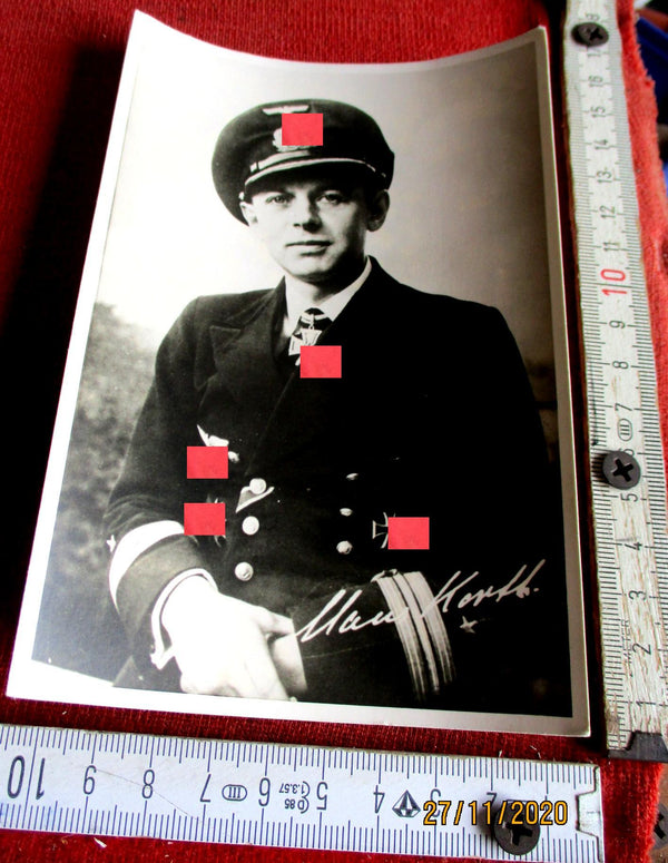 Foto AK Ritterkreuz Träger U-Boote Marine Maße siehe Scan Korth, Claus Autogramm