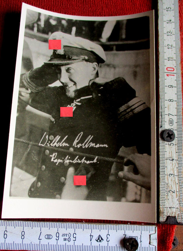 Foto AK Ritterkreuz Träger U-Boote Marine Maße siehe Scan Rollmann, Wilhelm AUTOGRAMM