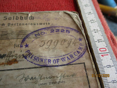Wehrpass Soldbuch Wehrmacht mit HK ausgefüllt Gefangenschaft War camp Stempel aus einem alten Händlerbestand