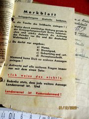 Wehrpass Soldbuch Wehrmacht mit HK ausgefüllt Panzer Merkblatt aus einem alten Händlerbestand