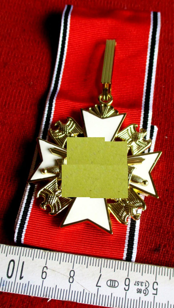 Halskreuz am breiten Band Deutscher Adlerorden Verdienstkreuz 2. Stufe mit Schwertern mit HK gemarkt