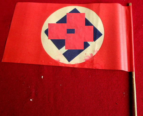 Papierfähnchen zum Winken Führer Fahne beim Besuch am Holzstab Ma0e ca 41 cm Fahne selbst ca 21 x 12,5 cm