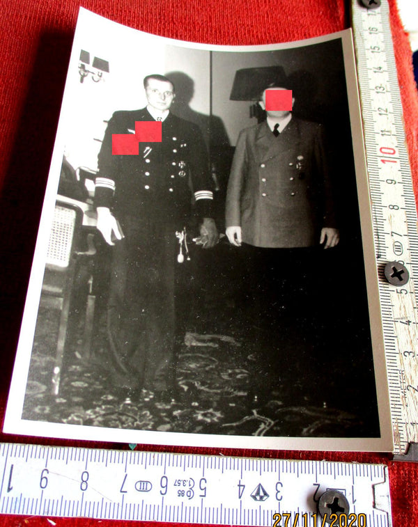 Kretschmer mit Hitler Foto AK Ritterkreuz Träger U-Boote Marine Maße siehe Scan Kretschmer, Otto