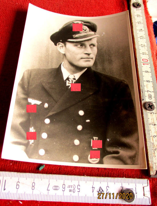 Foto AK Ritterkreuz Träger U-Boote Lange, Hans-Günther Marine Maße siehe Scan