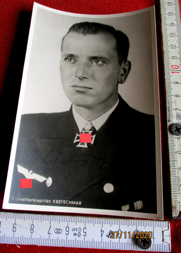 Foto AK Ritterkreuz Träger U-Boote RKT Kretschmer, Otto Marine Maße siehe Scan