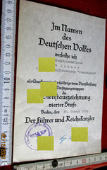 SS Polizei Orden Urkunde Polizei Tinten Unterschrift Adolf Hitler Treue Dienste