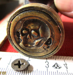 Poststempel SS Totenkopf rund Messing + Holz Stempel