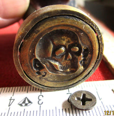 Poststempel SS Totenkopf rund Messing + Holz Stempel