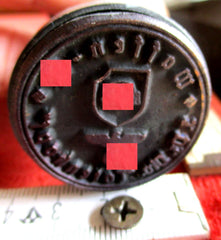 Waffen SS Poststempel Totenkopf rund Messing + Holz Stempel