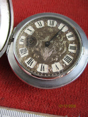 silbrige ADOLF HITLER Führer TASCHENUHR mit Porträt + Hakenkreuz aus einem alten Händlerbestand