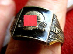 Bague SS Totenkopf / « Meine Ehre heißt Treue » / Runes – Fabrication de collection (reproduction), métal, Ø env. 20 mm | Militaria Hoya