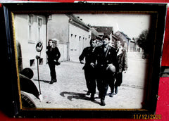 Foto Uniform Panzer Trupp mit Widmung im Rahmen Fronturlaub 26x20 cm aus einem alten Händlerbestand