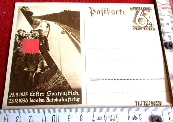 Bild -Postkarte 1933 Adolf Hitler 1000 km Autobahn aus einem alten Händlerbestand