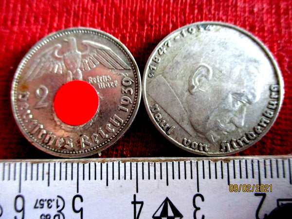 2 RM Reichsmark aus 1939 Hindenburg mit HK