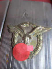 Luftwaffe silbriges Zigaretten Etui gemarkt mit Orden Flugzeugführer-abzeichen Pilot
