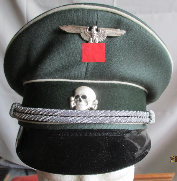 SS Mütze Schirmmütze der Waffen-SS für Offiziere DRGM Frei Berlin, Hut Größe ca 55/56 mit Effekten aus einem alten Händlerbestand