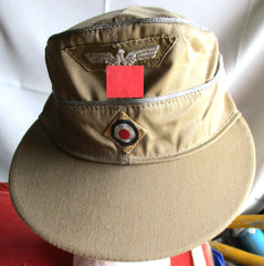 DAK Afrikakorps Tropen Wehrmacht Mütze Mützenadler gewebt Khaki Schiffchen Offizier Feldmütze Größe ca 55/56 aus einem alten Händlerbestand