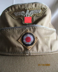 DAK Afrikakorps Tropen Wehrmacht Mütze Mützenadler gewebt Khaki Schiffchen Offizier Feldmütze Größe ca 55/56 aus einem alten Händlerbestand