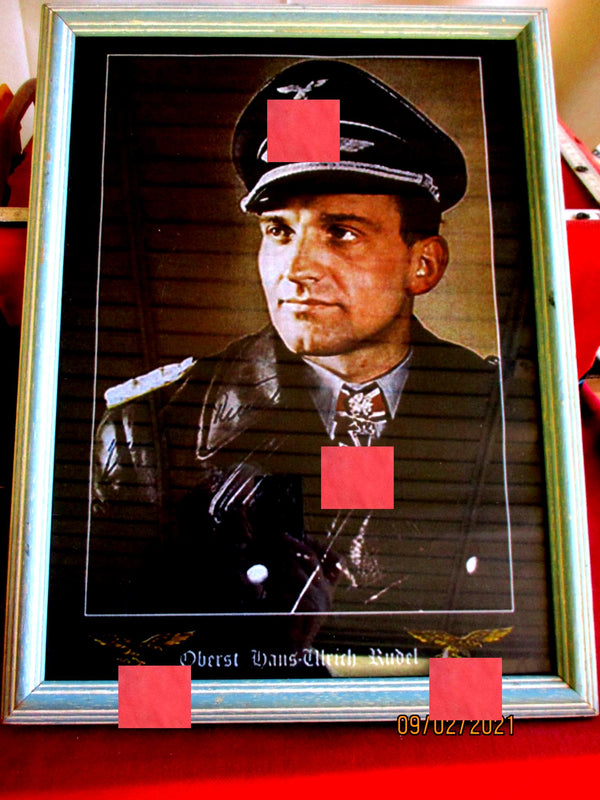 Ritterkreuz Träger OBERST Rudel Luftwaffe Bild Im Rahmen Maße ca 45x35 cm