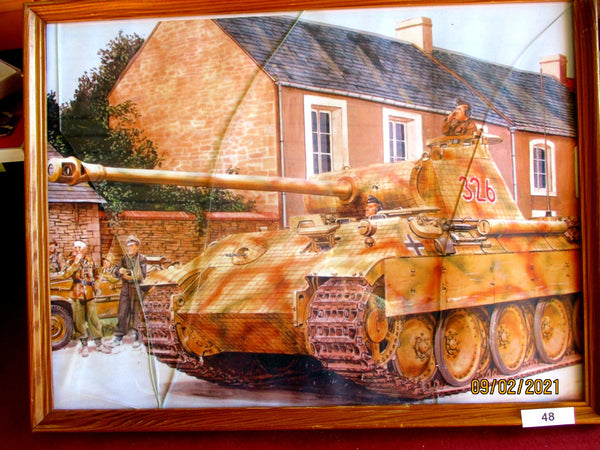 Panzer Wehrmacht in Frankreich Bild Im Rahmen Maße ca 45x35 cm